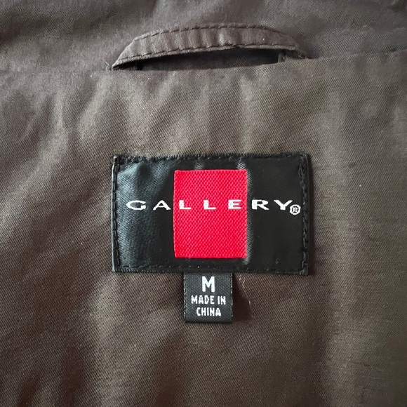 Women’s Gallery Dark Brown Belted Short Rain Trench/Jacket Sz Medium - Picture 10 of 12